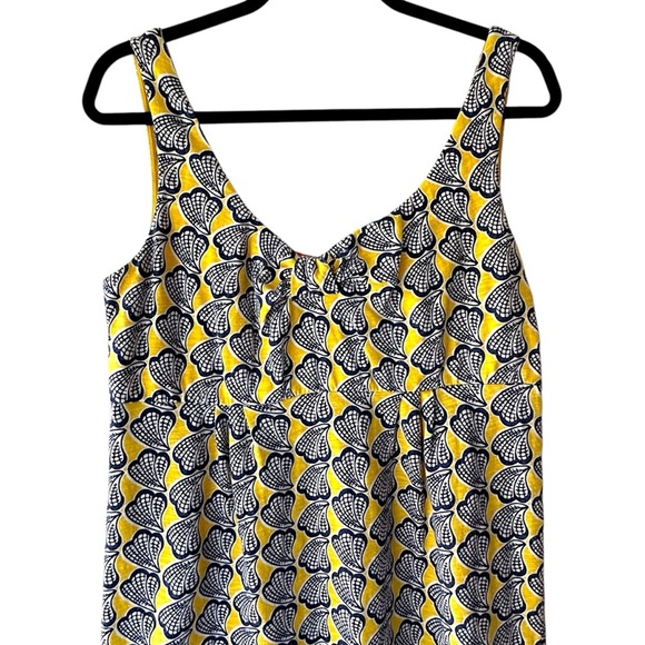 BODEN | CLAIRE SEASHELL MINI DRESS EMPIRE WAIST NAVY BLUE & YELLOW | 8 PETITE - Picture 2 of 12